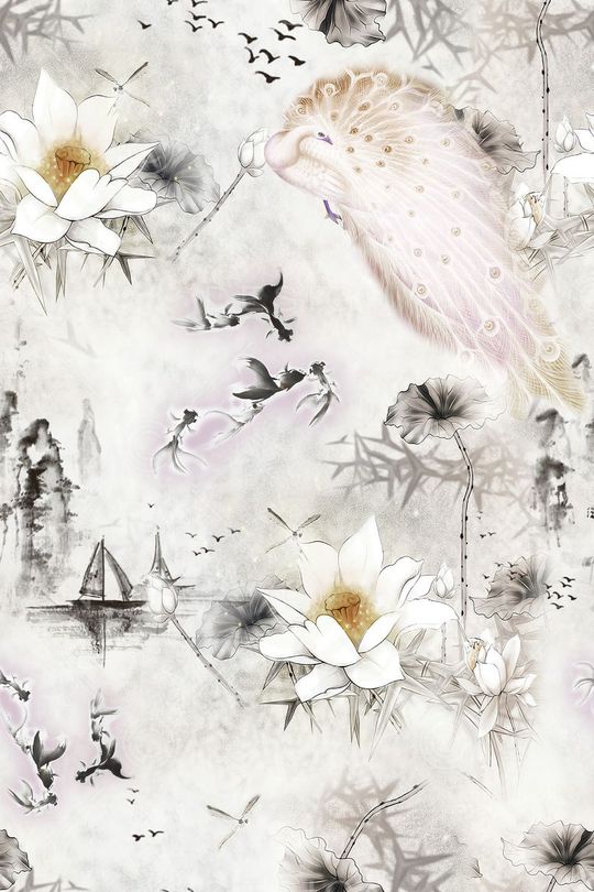 山水画印花华亿平台图片