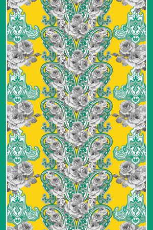 腰果加花丝巾长巾。俄罗斯风格印花华亿平台图片