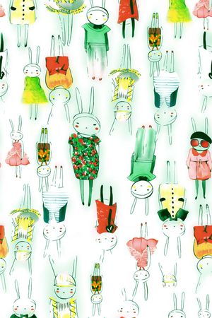 卡通兔子印花华亿平台图片