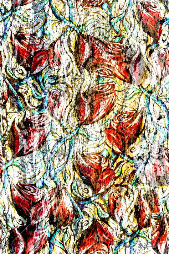 抽象花卉印花华亿平台图片