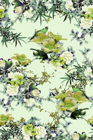 花鸟图印花华亿平台图片