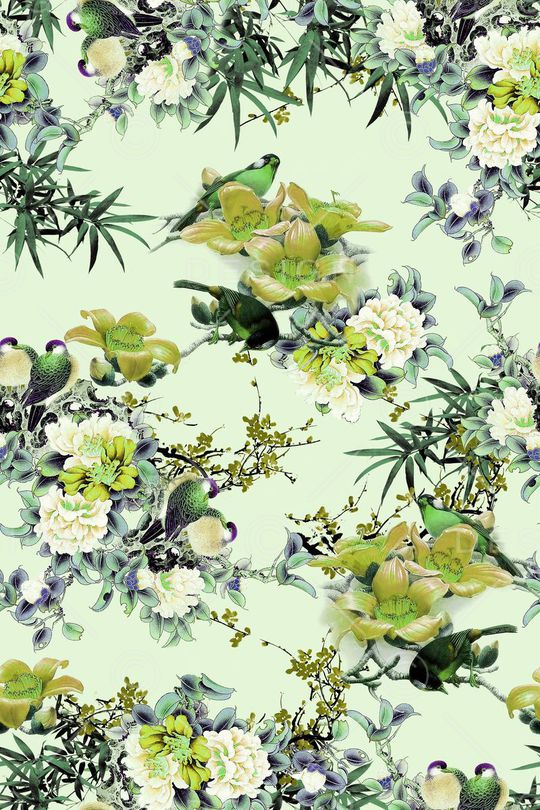 花鸟图印花华亿平台图片