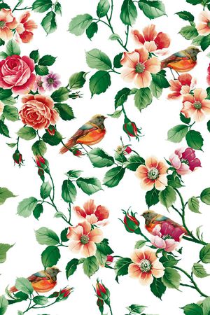 花鸟印花华亿平台图片