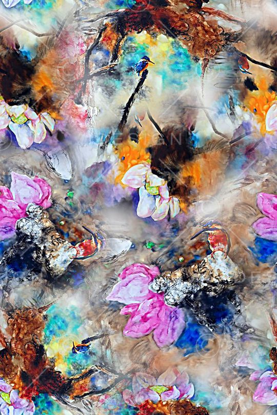 水墨印花华亿平台图片