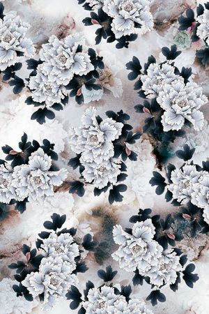 工笔牡丹印花华亿平台图片