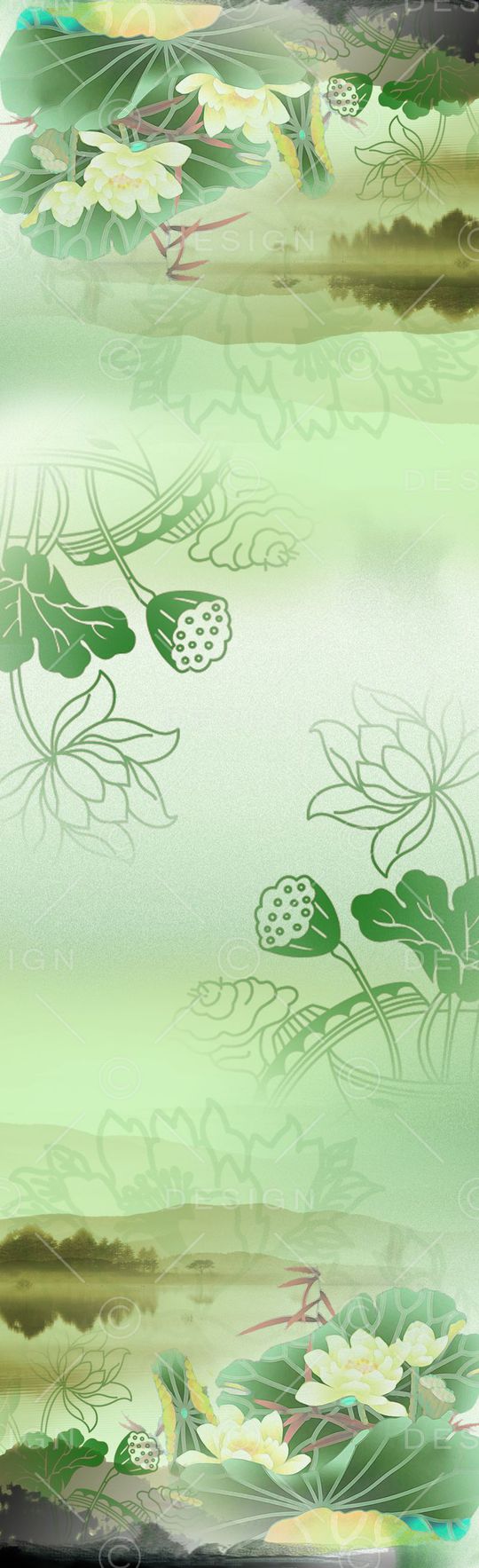 荷花荷叶印花华亿平台图片