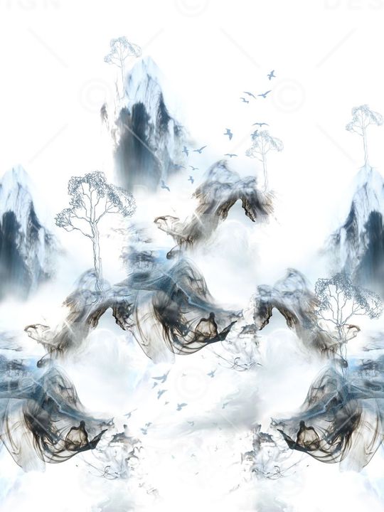 抽象水墨纹理印花华亿平台图片