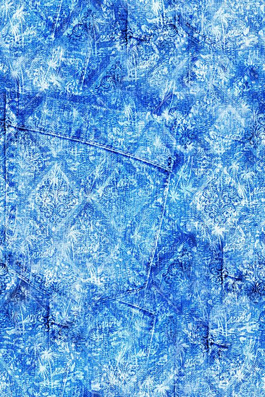 时尚抽象纹理牛仔花卉数码印花印花华亿平台图片