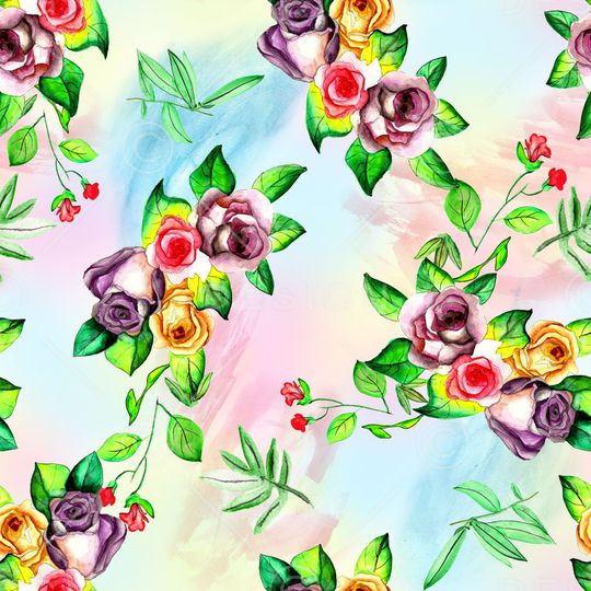 水彩花卉印花华亿平台图片