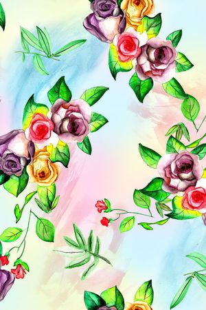 水彩花卉印花华亿平台图片