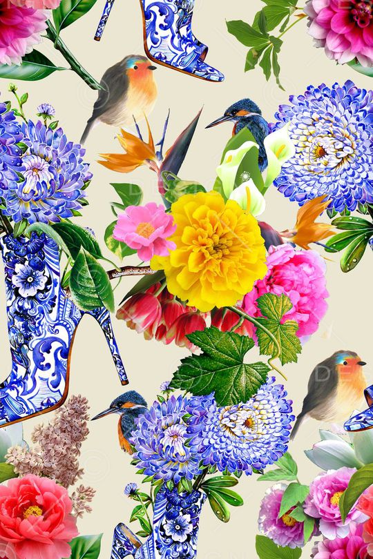 花鸟印花华亿平台图片