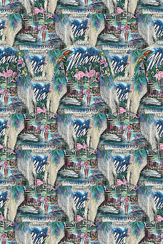 时尚抽象手绘牛仔卡通数码印花印花华亿平台图片