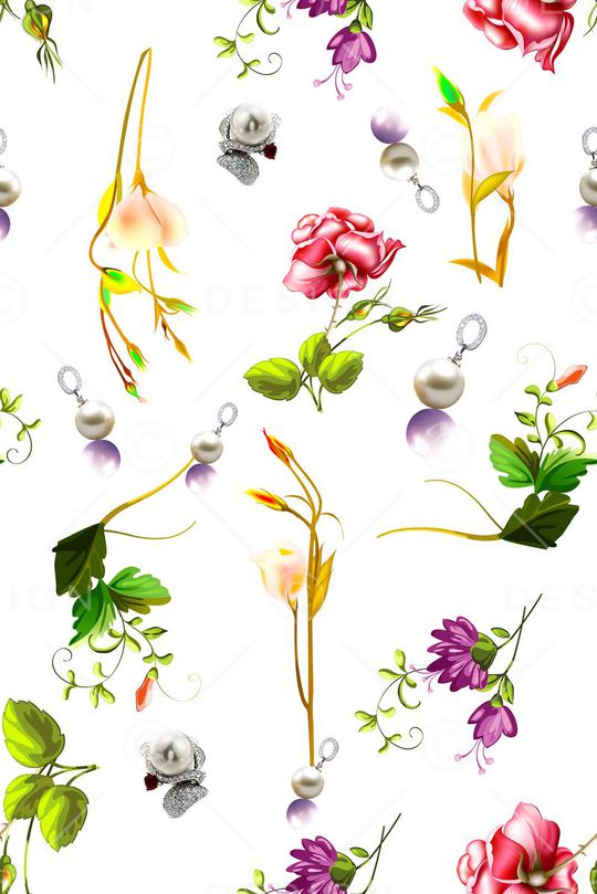 水彩花卉印花华亿平台图片