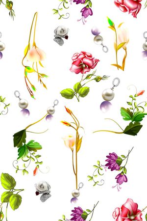 水彩花卉印花华亿平台图片