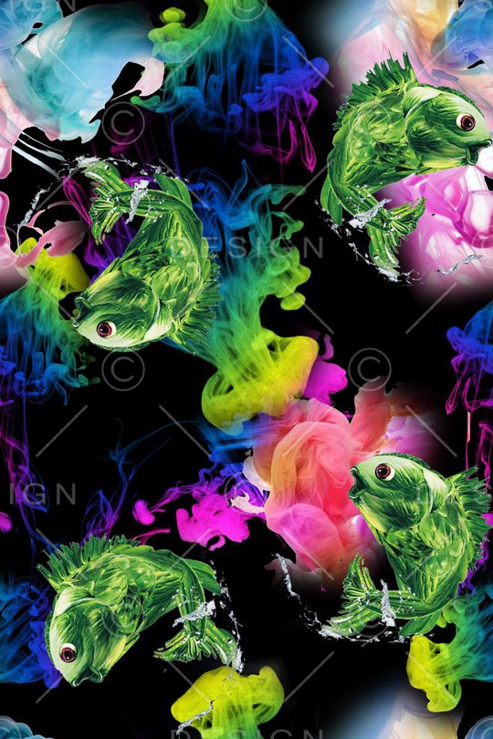 鱼。水墨印花华亿平台图片