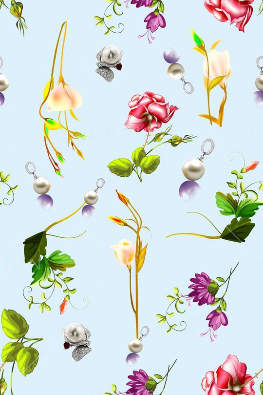 水彩花卉印花华亿平台图片