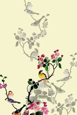 抽象手绘满版中国风印花华亿平台图片