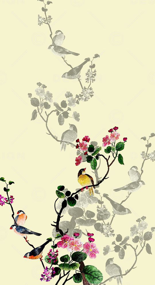 抽象手绘满版中国风印花华亿平台图片