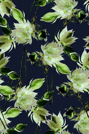 时尚抽象手绘植物花卉3D数码印花印花华亿平台图片