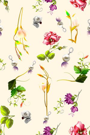 水彩花卉印花华亿平台图片