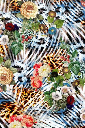 手绘花卉印花华亿平台图片