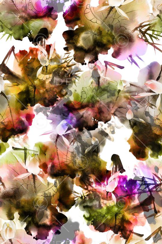 水墨画印花华亿平台图片