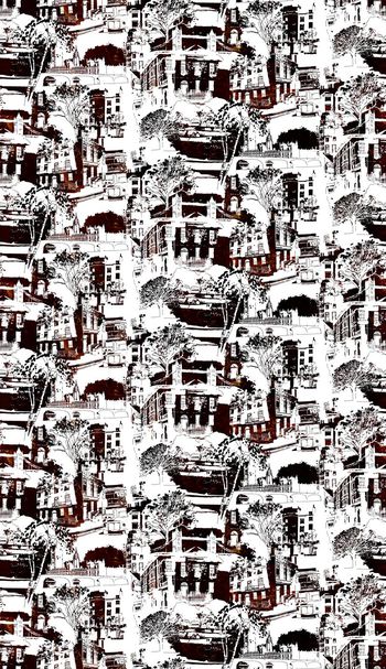 626562-风景插画 房子树车 街道