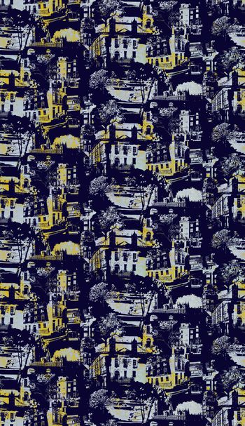 626563-风景插画 房子树车 街道--2