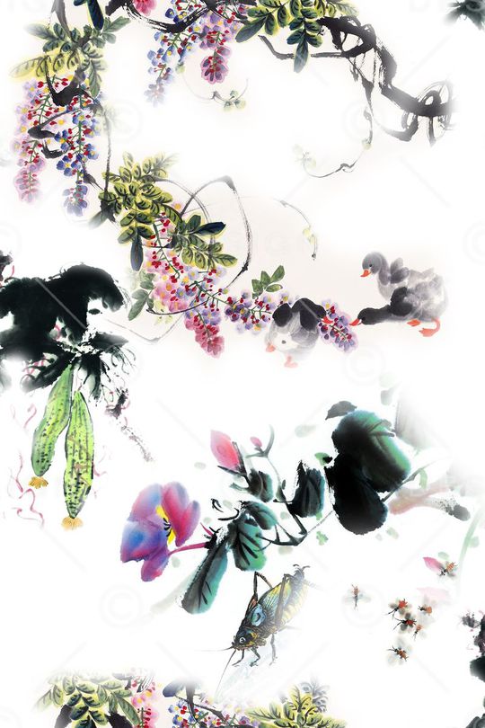 水墨印花华亿平台图片