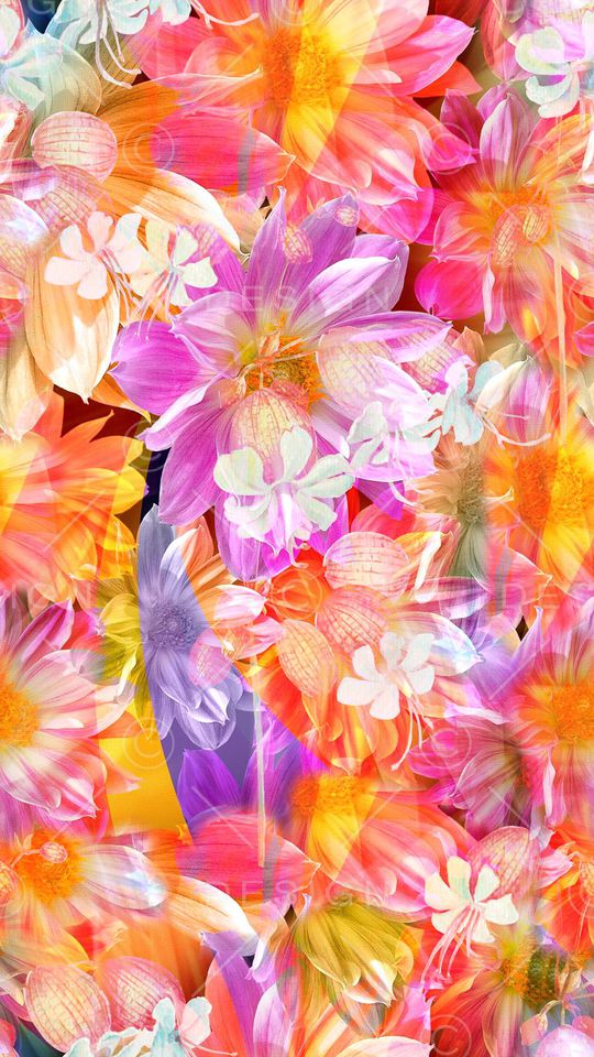 时尚抽象手绘花卉数码印花印花华亿平台图片