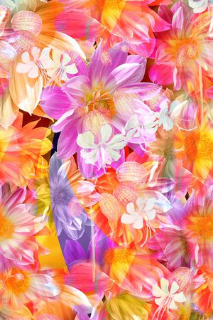 时尚抽象手绘花卉数码印花印花华亿平台图片