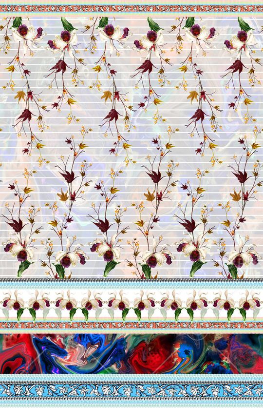 手绘幻彩条纹印花华亿平台图片