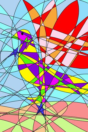 抽象鸽子印花华亿平台图片