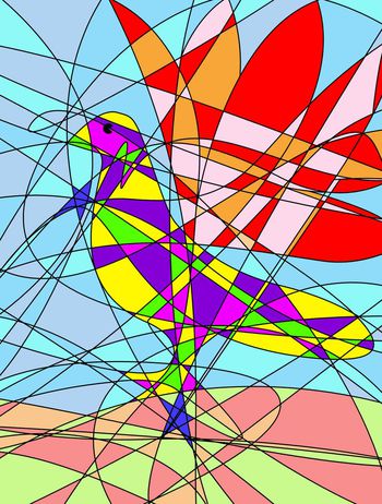 抽象鸽子印花华亿平台图片