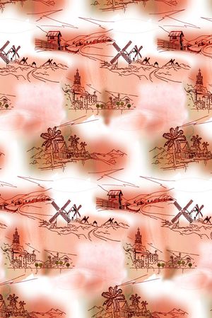 抽象手绘涂鸦印花华亿平台图片