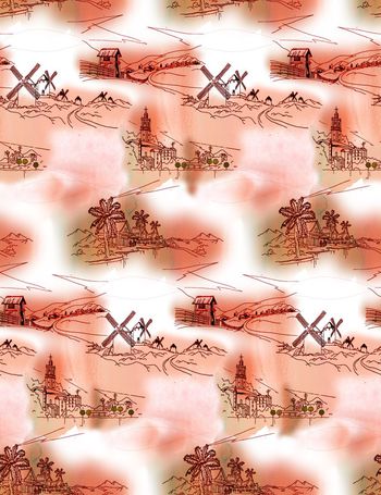 627158-建筑线描插画风景 水彩底纹--2