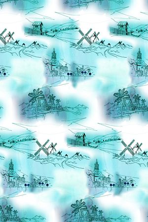 抽象手绘涂鸦印花华亿平台图片