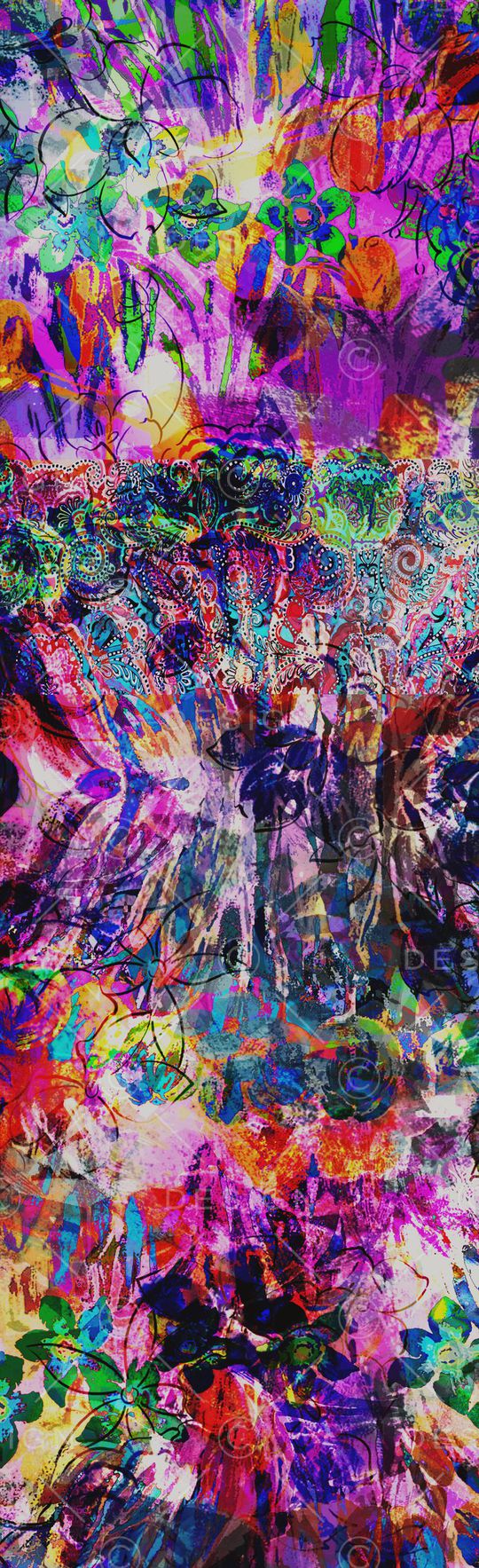 抽象长巾印花华亿平台图片