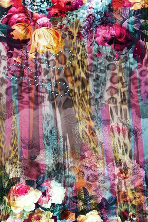 抽象长巾花纹印花华亿平台图片