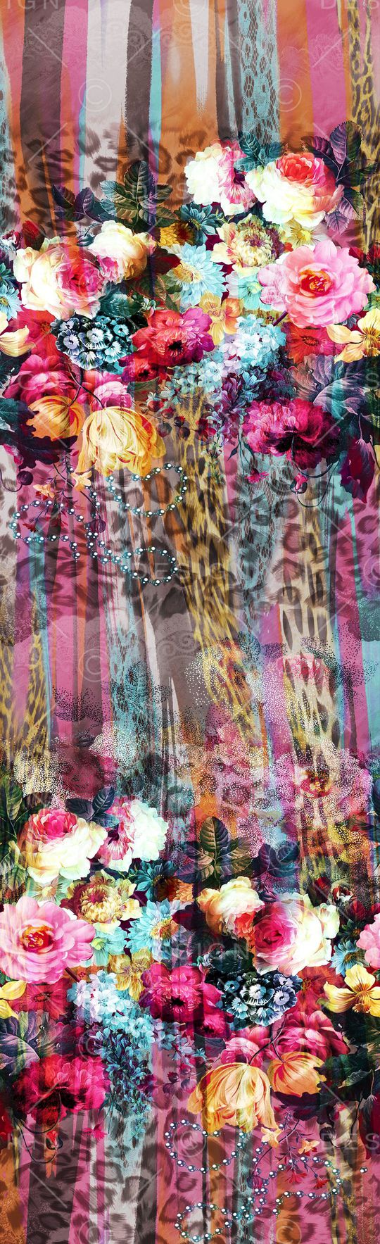 抽象长巾花纹印花华亿平台图片