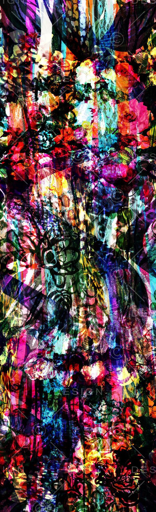 抽象长巾花纹印花华亿平台图片