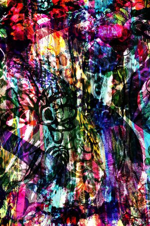 抽象长巾花纹印花华亿平台图片