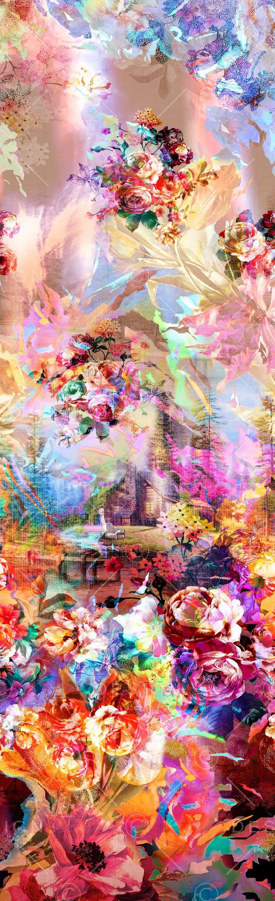 抽象长巾花纹印花华亿平台图片