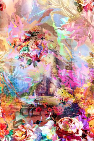 抽象长巾花纹印花华亿平台图片