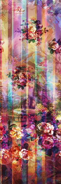 抽象长巾花纹印花华亿平台图片