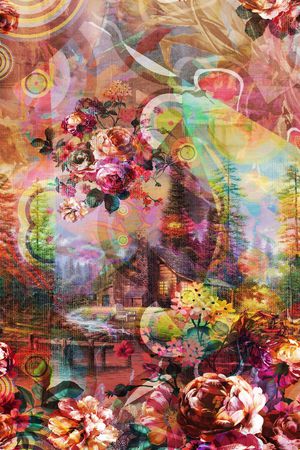 抽象长巾花纹印花华亿平台图片