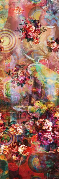 抽象长巾花纹印花华亿平台图片