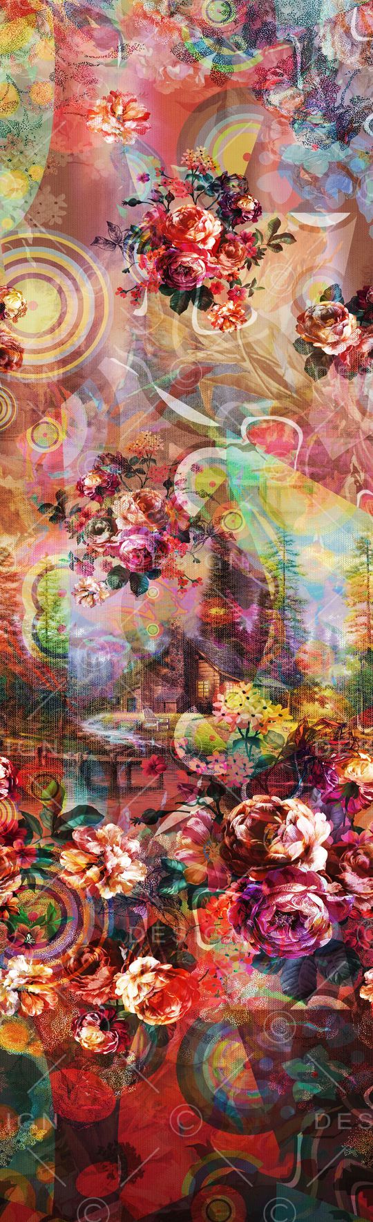 抽象长巾花纹印花华亿平台图片