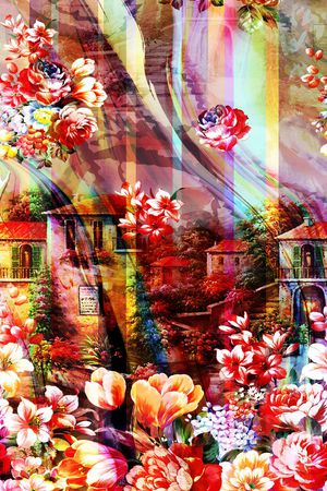 抽象花纹印花华亿平台图片