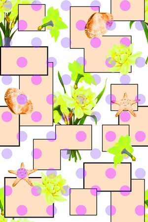 抽象手绘满版几何花卉印花华亿平台图片